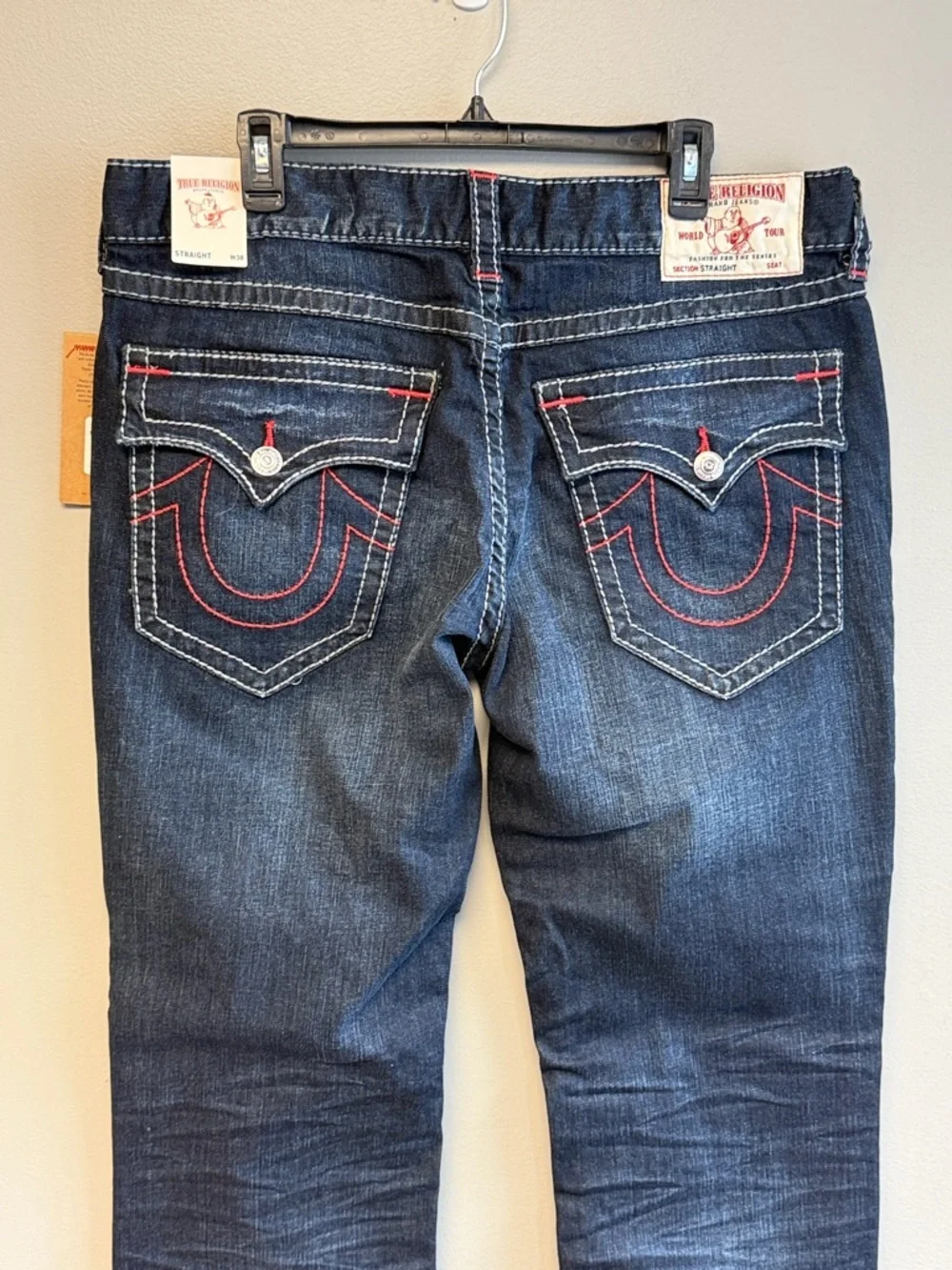 True Religion Ricky Straight Big T Jeans 38x33 NWT Dark Wash